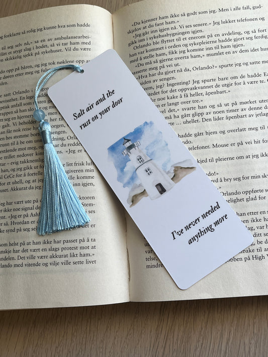 August Taylor Swift Handcrafted Bookmark: Perfect for Swiftie Booklover, with Folklore Lyrics "Salt air and the rust on your door"