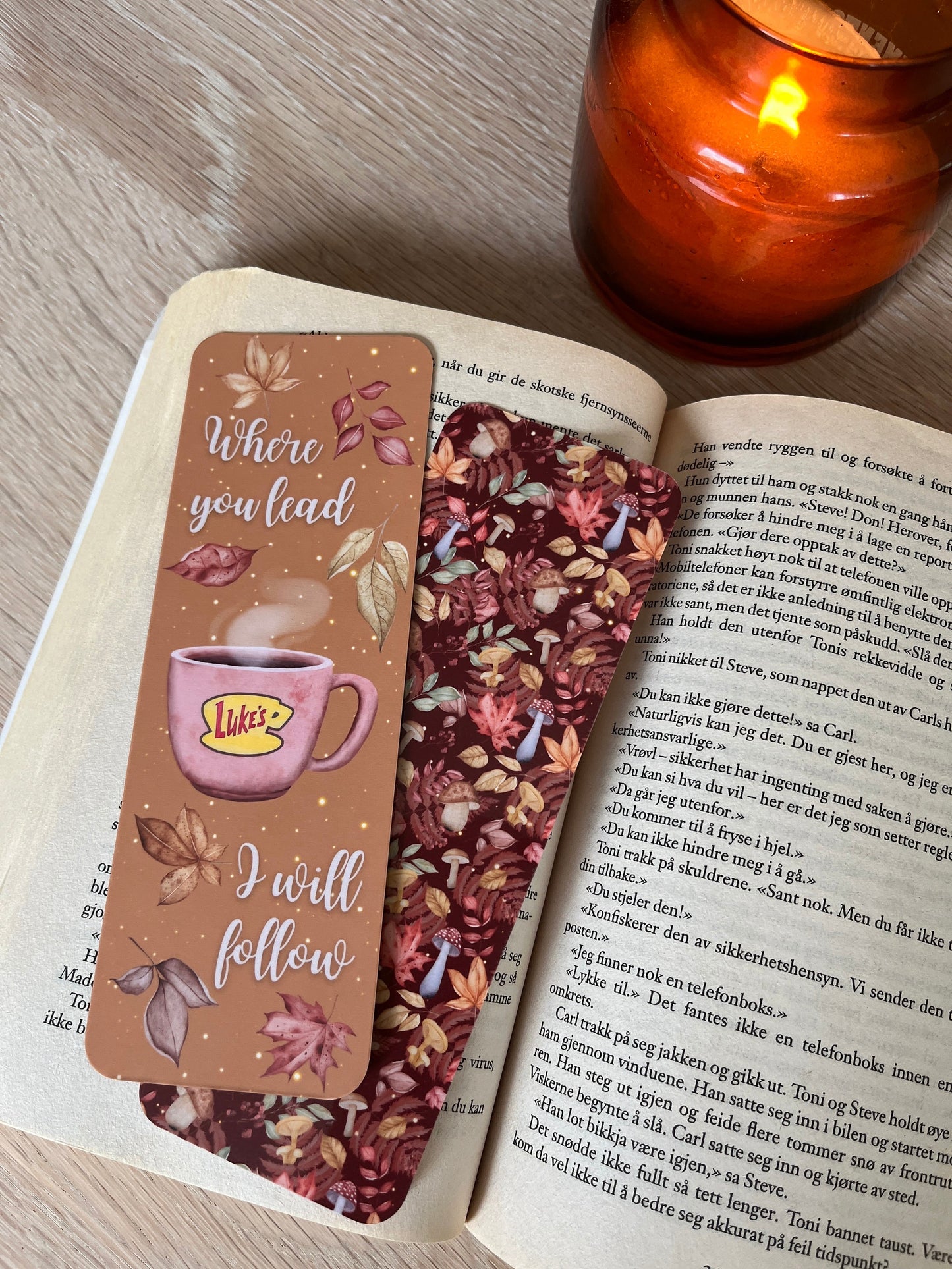 Gilmore Girls Handcrafted Bookmark: Bring the Stars Hollow Magic With You. "Where You Lead I Will Follow" Cozy Autumn Leaves - Double Sided