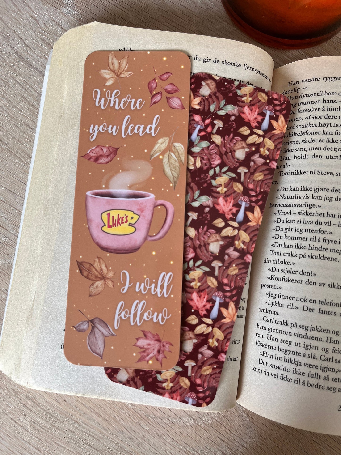 Gilmore Girls Handcrafted Bookmark: Bring the Stars Hollow Magic With You. "Where You Lead I Will Follow" Cozy Autumn Leaves - Double Sided