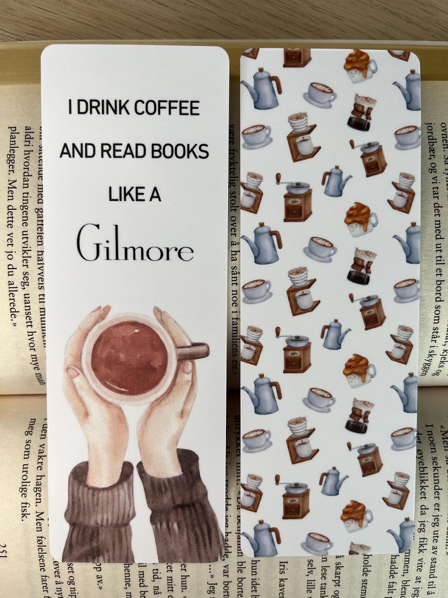 Gilmore Girls Matte Bookmark "I Drink Coffee and Read Books Like a Gilmore" Handcrafted with Cozy Watercolor Illustrations