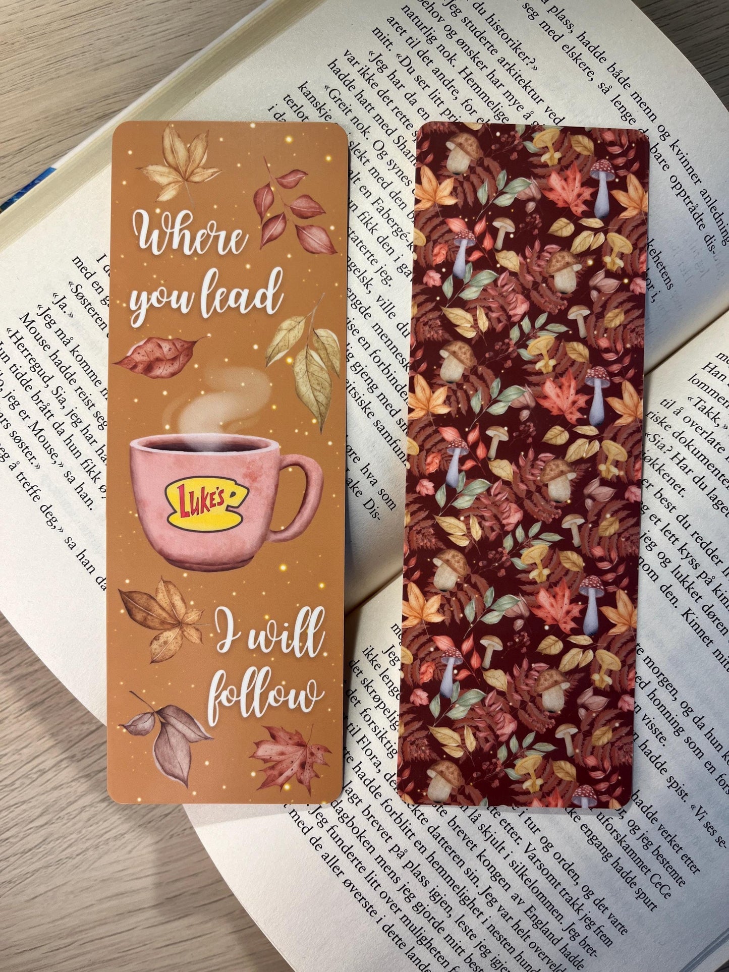 Gilmore Girls Handcrafted Bookmark: "Where You Lead I Will Follow" Cozy Autumn Leaves - Double Sided Matte Version