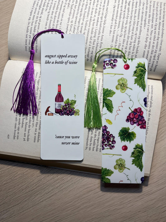 August Taylor Swift Handcrafted Bookmark: Perfect for Swiftie Booklover, with Folklore Lyrics "august sipped away like a bottle of wine"